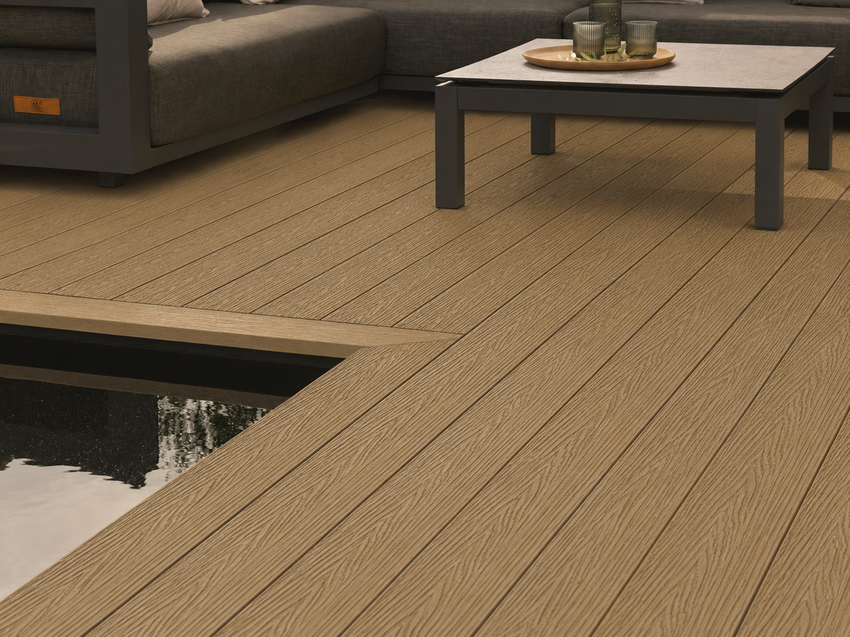 Teak composite decking boards
