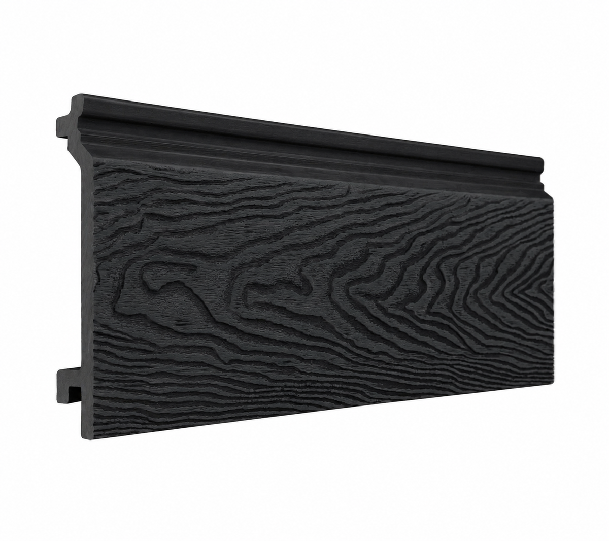Charcoal composite cladding board profile on a white background