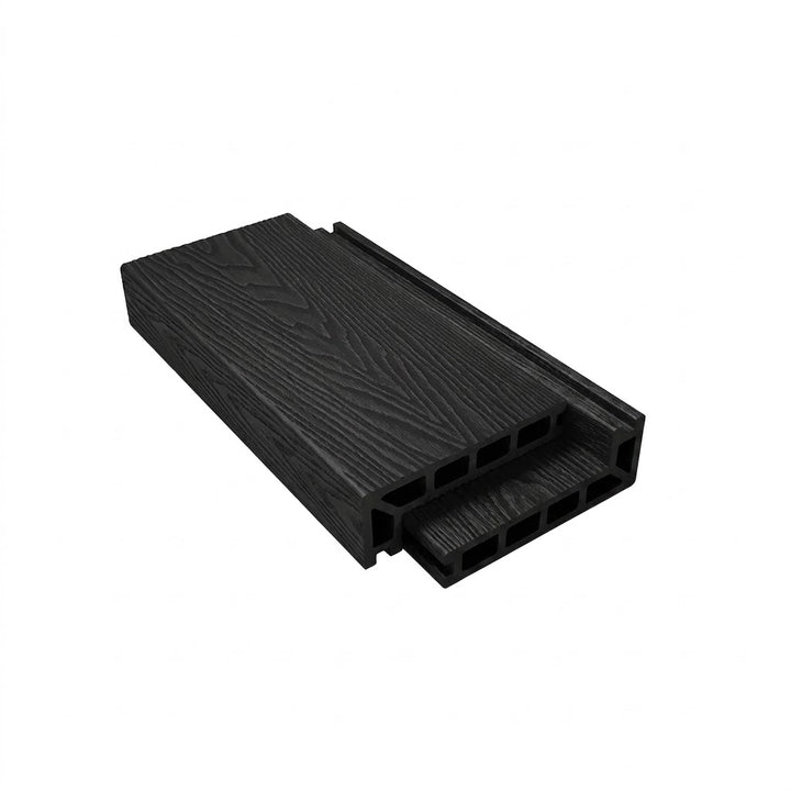 Charcoal composite step-edge board profile on a white background