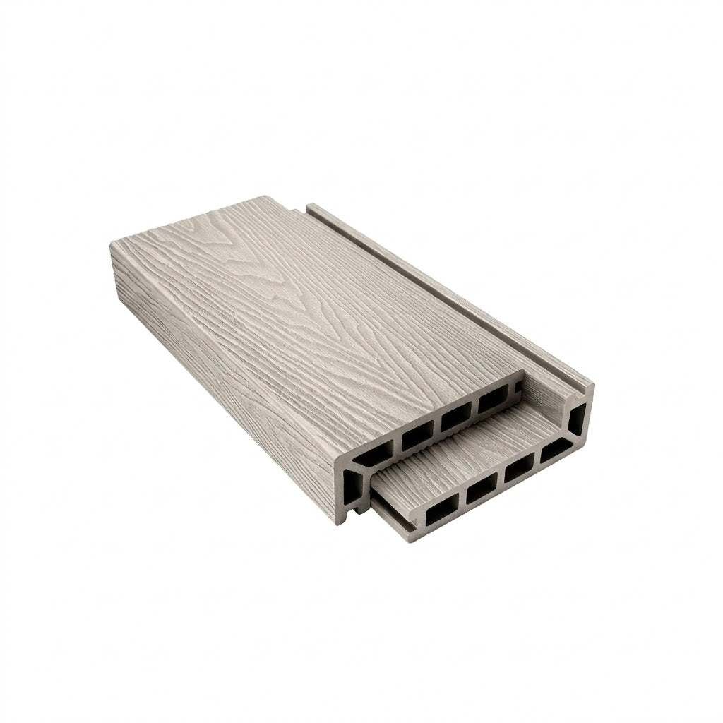 Light grey composite step-edge board profile on a white background