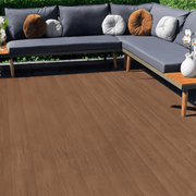 Coffee composite decking with outdoor sofa seating