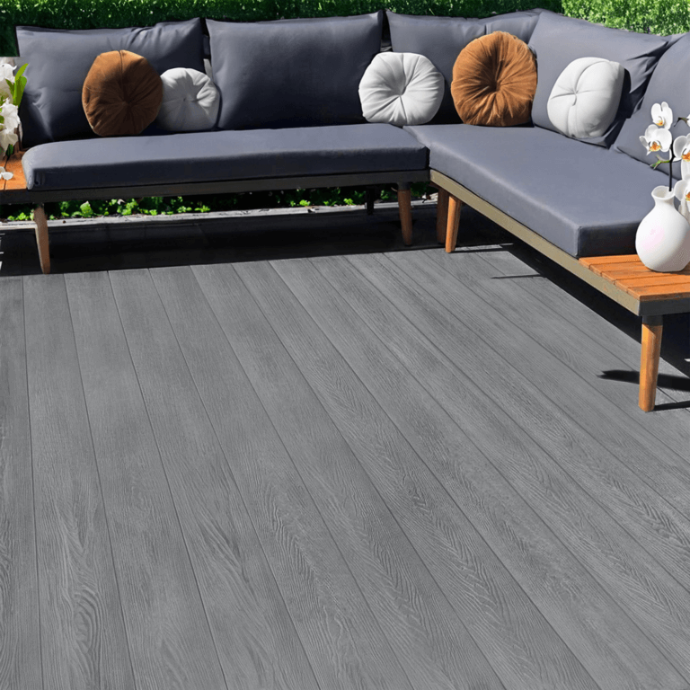 Dark Grey composite decking with outdoor sofa seating