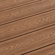 Close-up of coffee composite decking woodgrain surface
